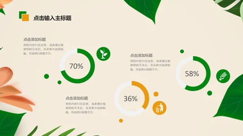 清新植物绿色教学设计述职报告PPT模板