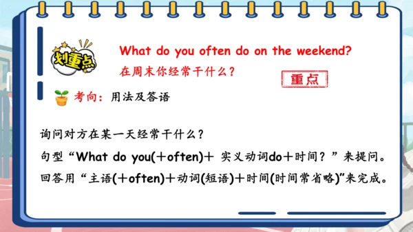 Unit 2 My week 复习课件（词组+句型+语音+语法+写作指导）