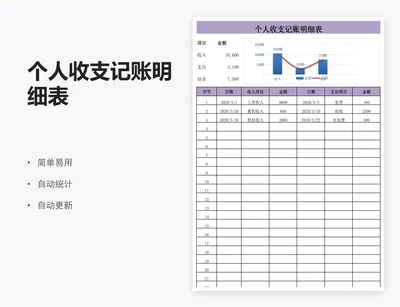 个人收支记账明细表