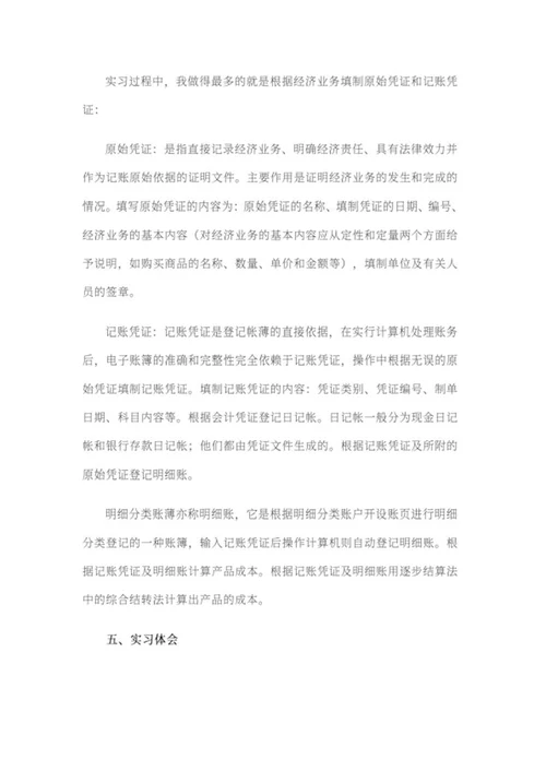 会计暑期公司实践报告word模板