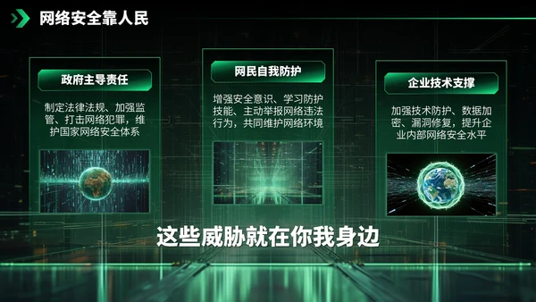 绿色科技风网络安全宣传周科普讲座PPT模板