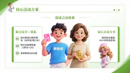 绿色3D卡通风爱牙日口腔诊所宣传活动PPT模板