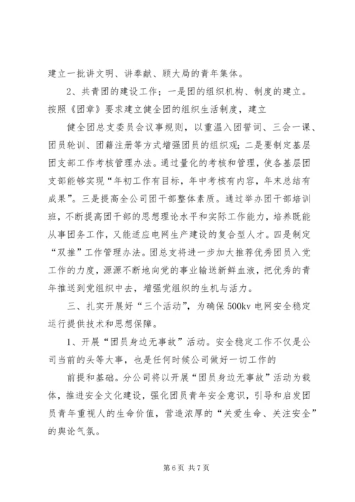电力团委工作总结及工作计划 (2).docx