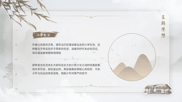 棕色水墨风中国风草房子读书分享课件PPT