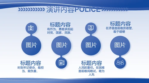 蓝色大气警察的任务与职责PPT动态模板