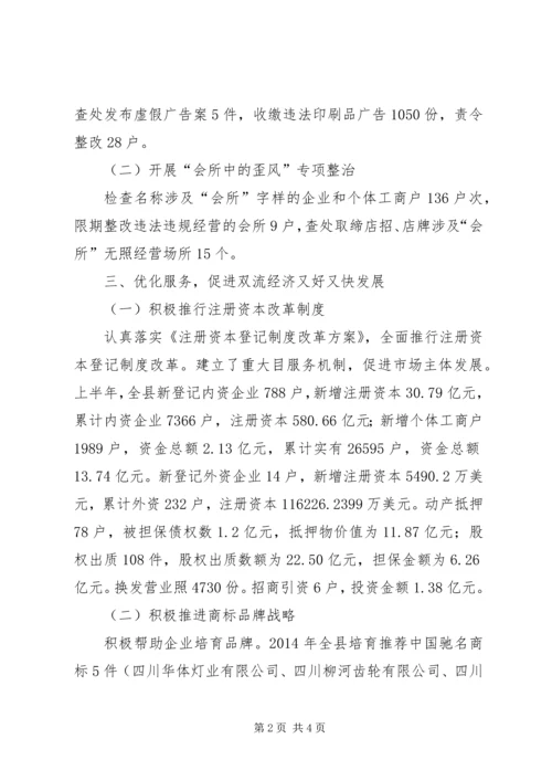 县工商局上半年工作报告.docx