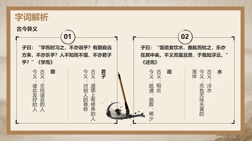 水墨古风《论语》十二章语文教学课件PPT模版