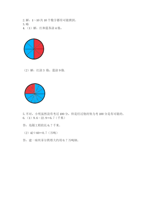 2022人教版数学五年级上册期末测试卷加答案.docx