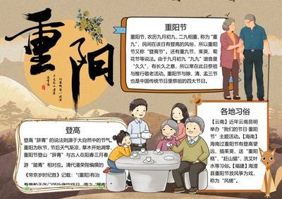 棕色重阳节word小报
