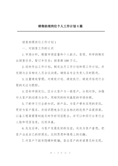 销售助理岗位个人工作计划6篇.docx