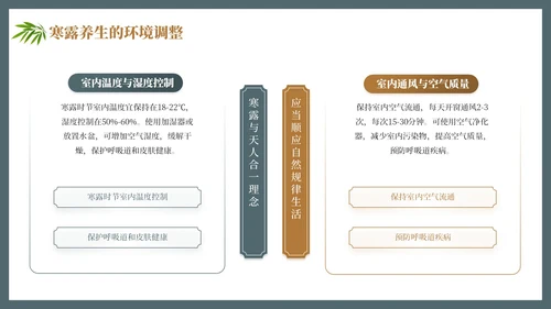 茶蓝色中国风寒露养生节气介绍PPT模板