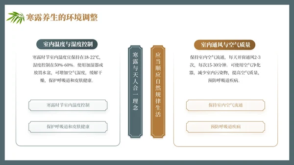 茶蓝色中国风寒露养生节气介绍PPT模板