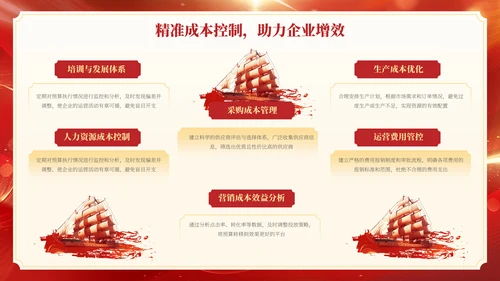 红色商务年会总结通用PPT模板