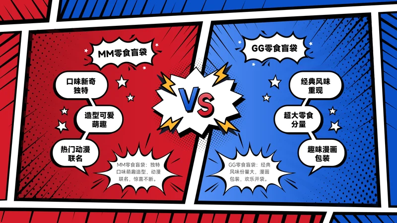 红蓝色漫画风VS对比页