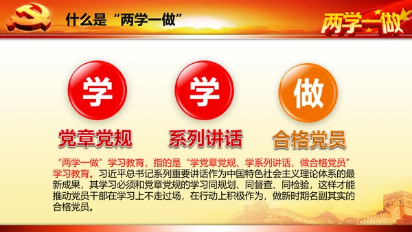 开展落实两学一做学习教育PPT模板