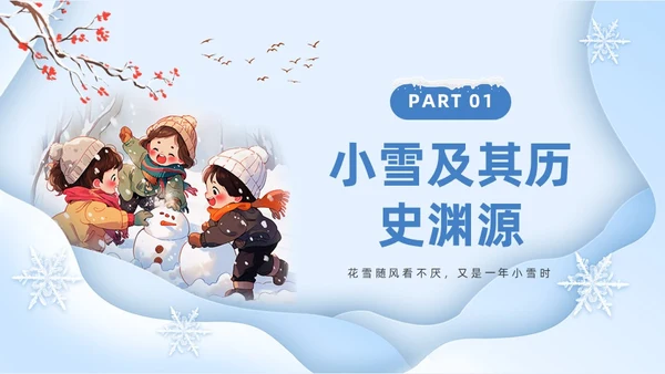 蓝色卡通风小雪节气介绍PPT模板