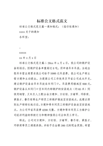 标准公文格式范文