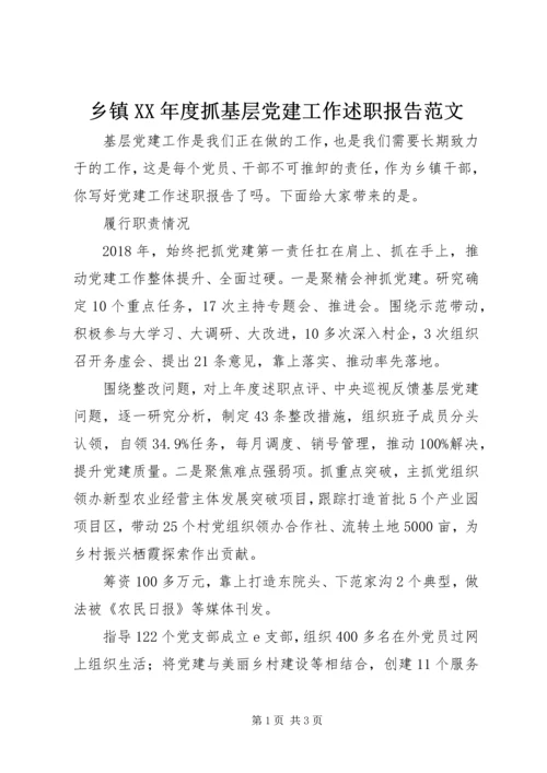 乡镇某年度抓基层党建工作述职报告范文.docx