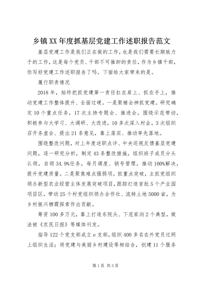 乡镇某年度抓基层党建工作述职报告范文.docx