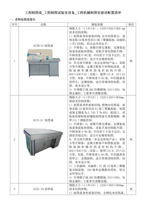 综合重点工程制图桌综合重点工程制图实验室设备综合重点工程机械制图室建设专业方案.docx