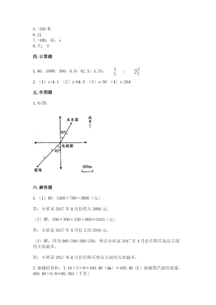 小学六年级下册数学期末卷及参考答案【综合题】.docx