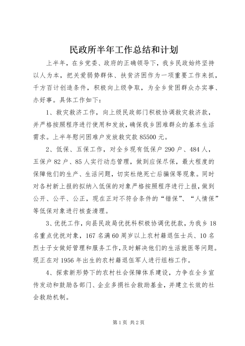 民政所半年工作总结和计划_1.docx