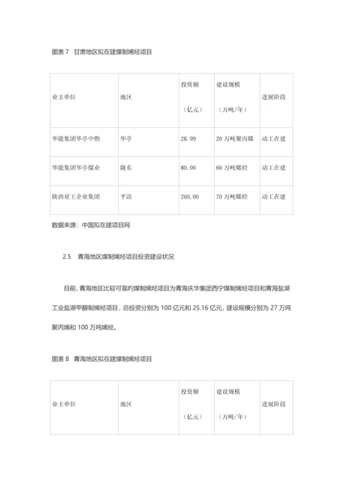 西北地区煤制烯烃项目投资建设情况.docx
