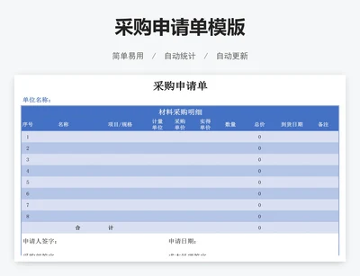 采购申请单模版