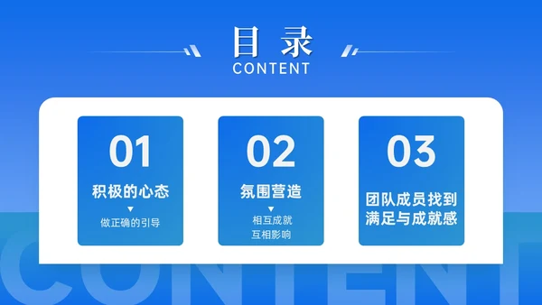 蓝色简约商务风团队心态引导培训PPT模板