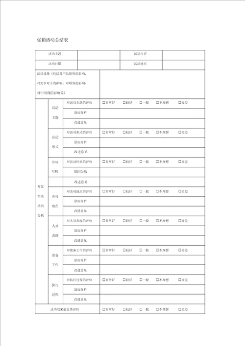 促销活动总结表