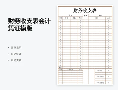 财务收支表会计凭证模版