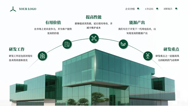 绿色商务企业能源风力发电宣传通用PPT模板