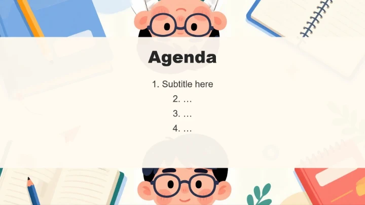 红黄色扁平卡通插画风大学生班委竞选PPT主题模板