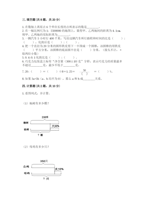 田阳县六年级下册数学期末测试卷及一套答案.docx