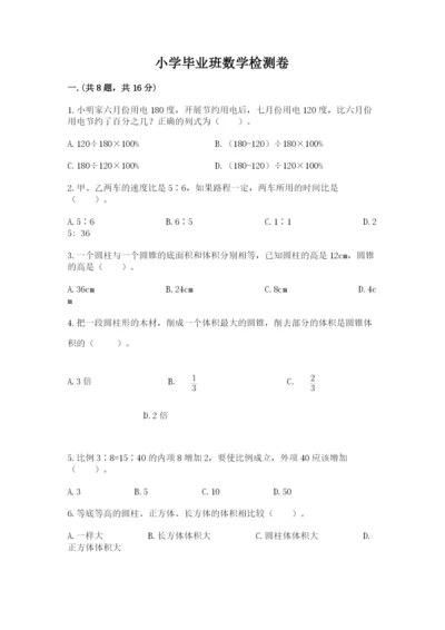 小学毕业班数学检测卷精品（名校卷）.docx