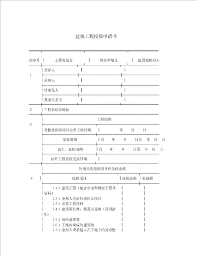 建筑工程投保申请书