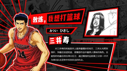 撞色动漫风《灌篮高手》主题通用PPT模板