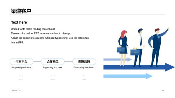 蓝色插画工作总结市场营销PPT案例