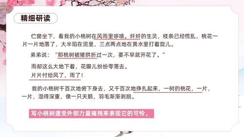 粉色一颗小桃树古风课文七年级语文下册课件PPT模板七年级七年级下册语文课件