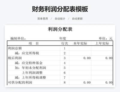 财务利润分配表模板