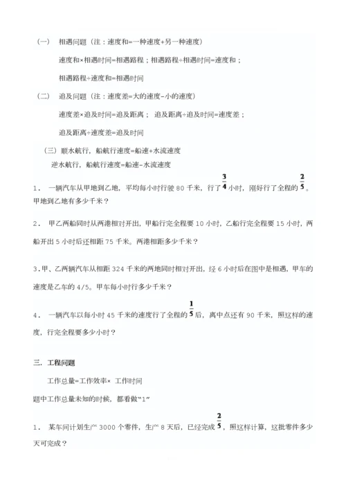 小学六年级总复习应用题归纳复习.docx