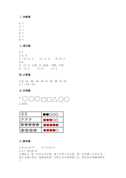 北师大版一年级上册数学期中测试卷（精品）.docx