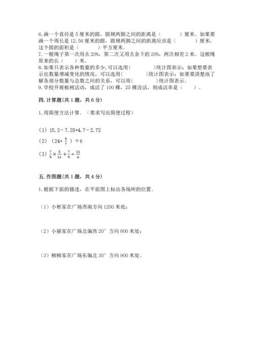 小学数学六年级上册期末测试卷带答案（模拟题）.docx