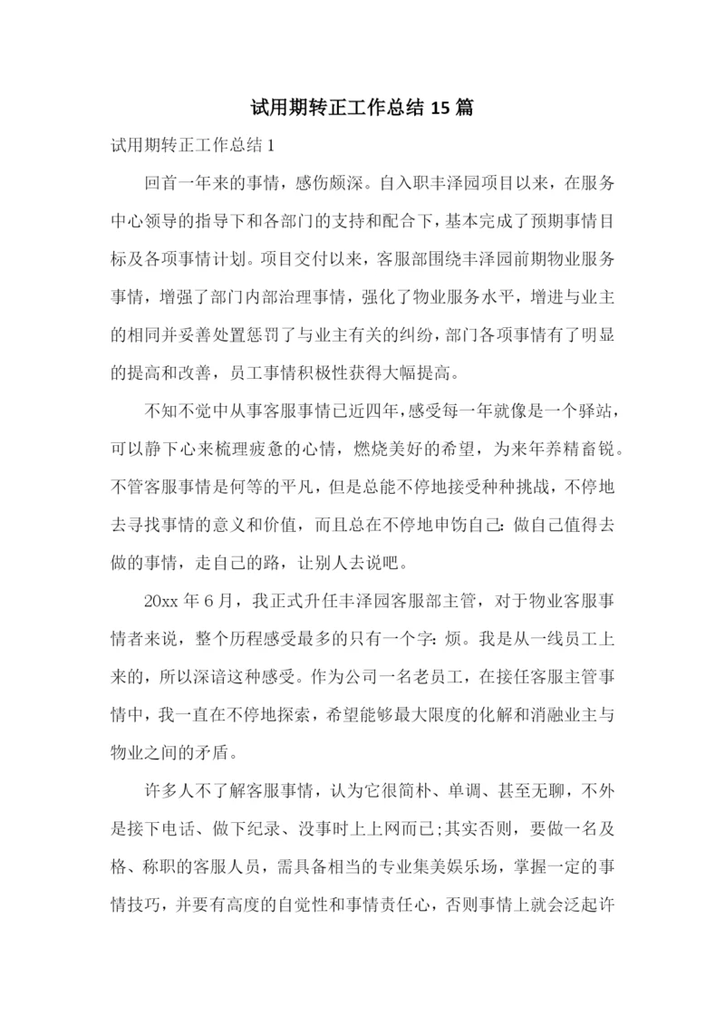 试用期转正工作总结15篇.docx