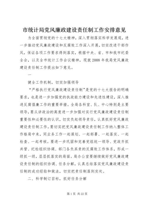 市统计局党风廉政建设责任制工作安排意见 (2).docx