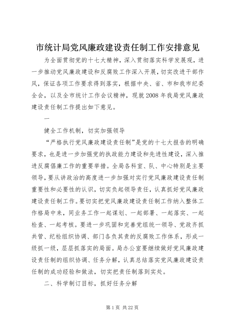 市统计局党风廉政建设责任制工作安排意见 (2).docx