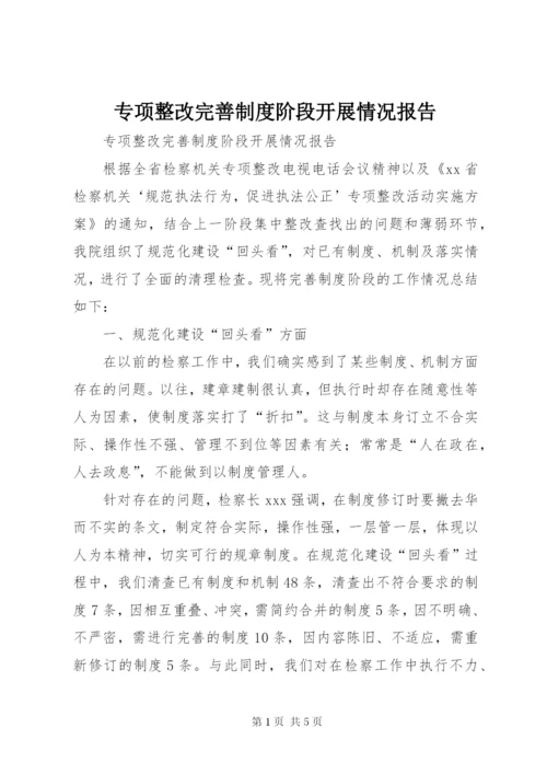 专项整改完善制度阶段开展情况报告.docx