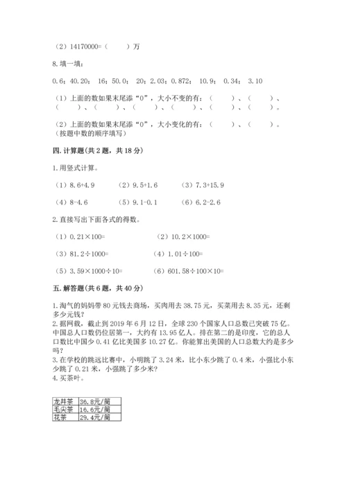 人教版四年级下册数学第六单元《小数的加法和减法》测试卷精选答案.docx