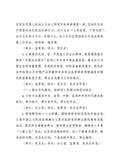 质监局反腐倡廉任务分工意见