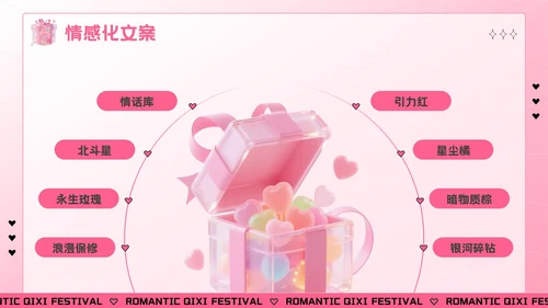 粉色创意风七夕“价”给爱：七夕电商促销活动方案PPT模板